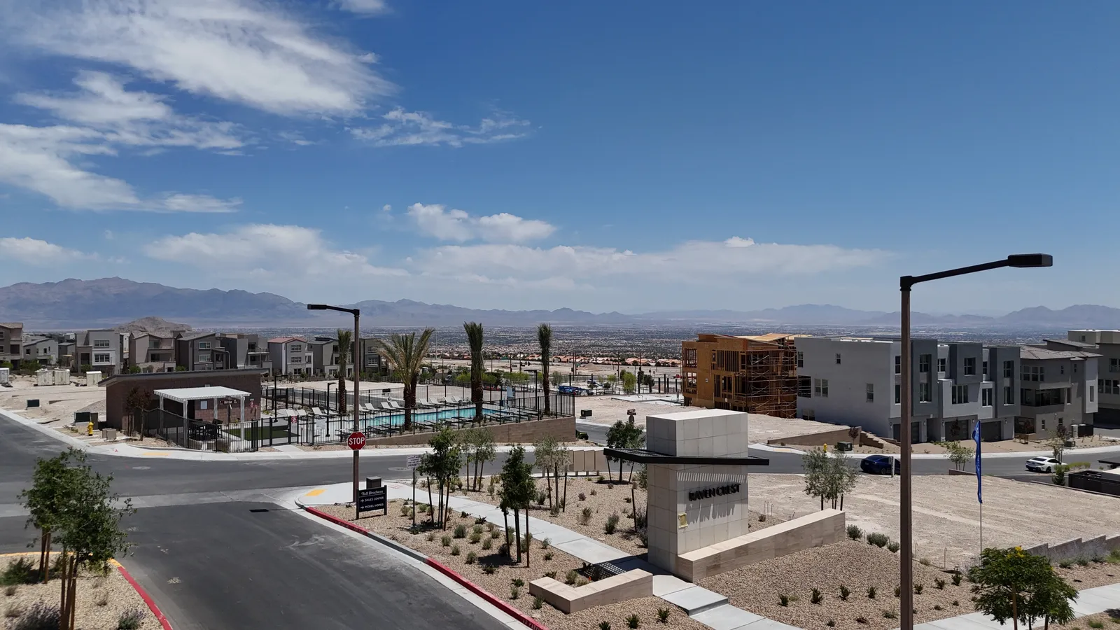 Aerial closeup of the Ravencrest community taking shape in Summerlin West