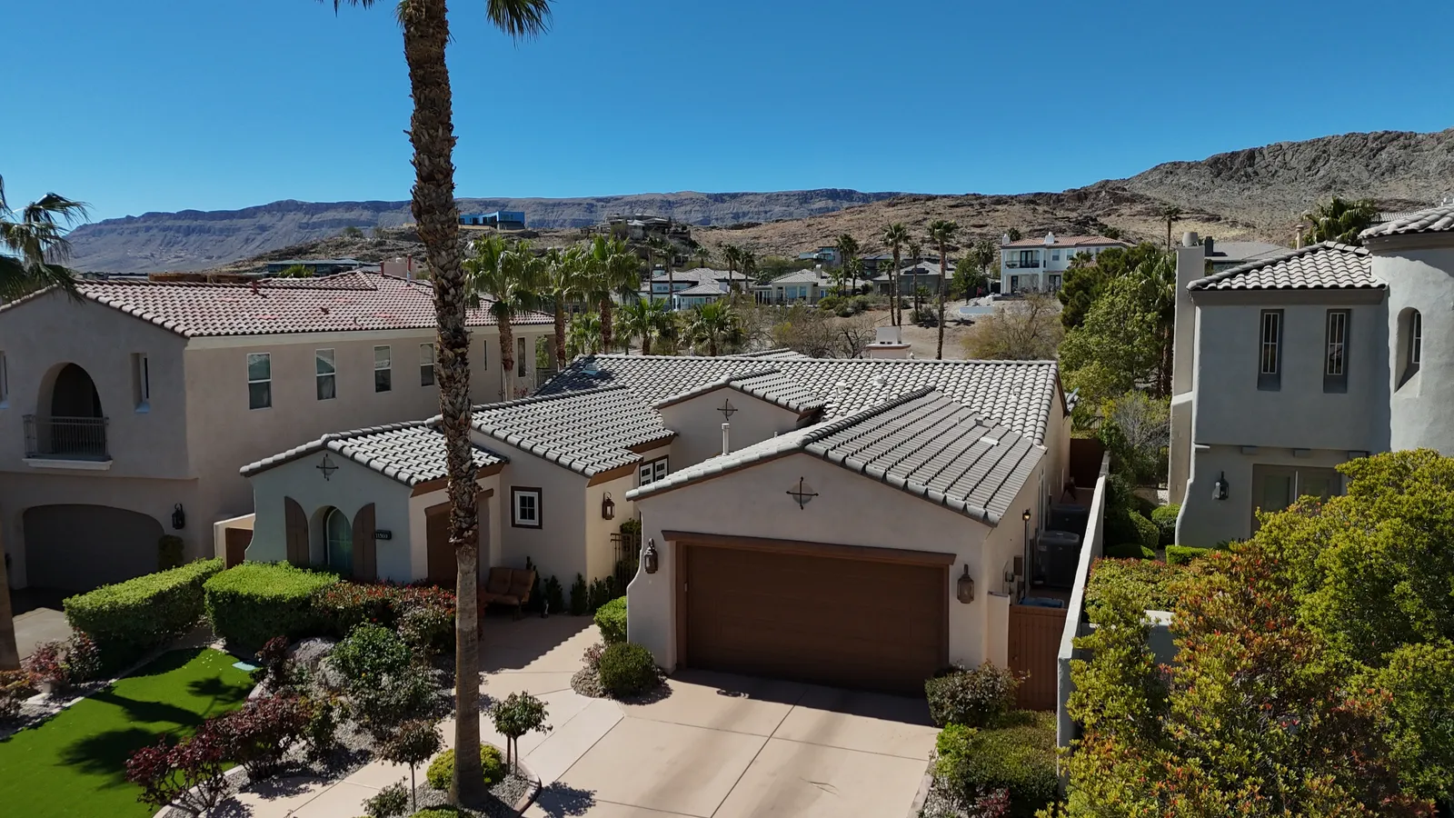 Aerial drone view of the Las Vegas valley from above Red Rock Canyon