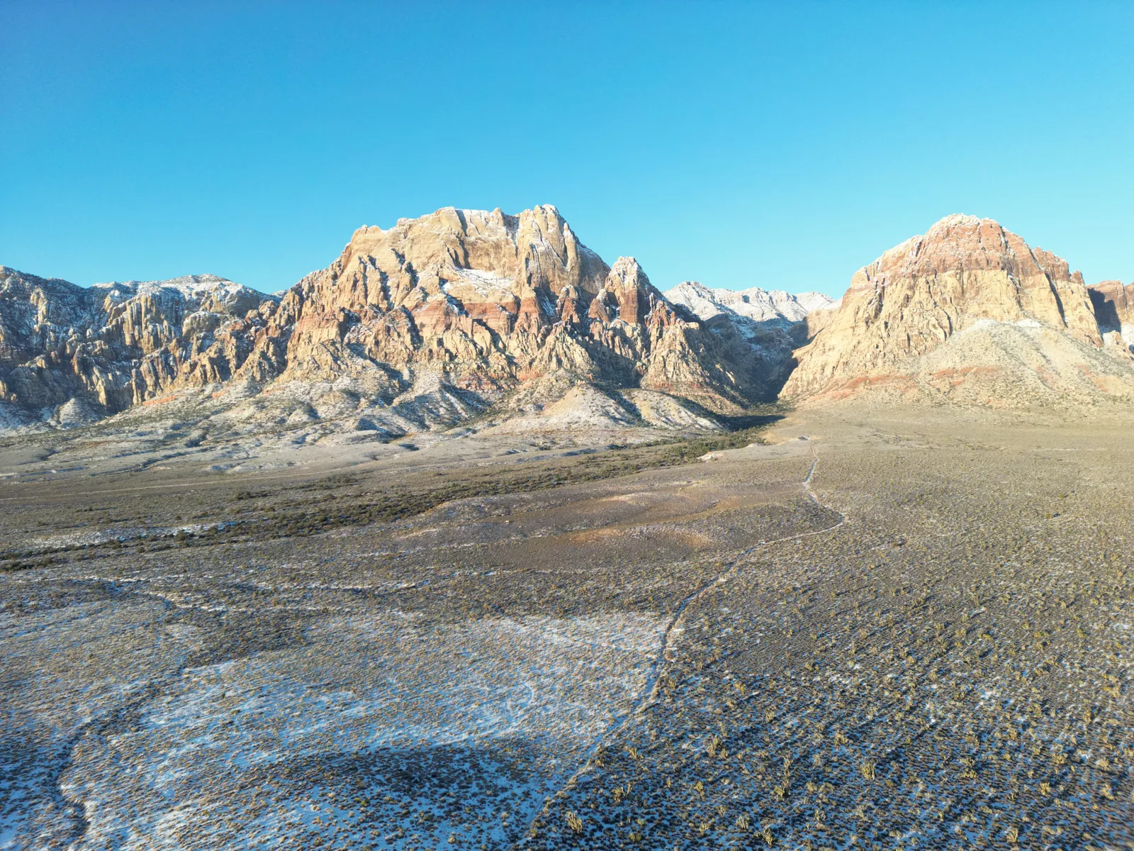 Red Rock Canyon with snow — dramatic Las Vegas landscape
